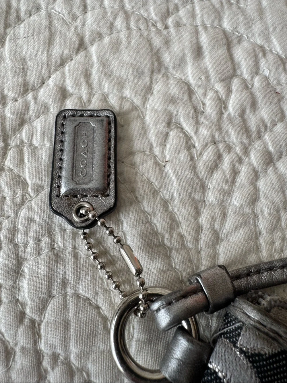 Coach Gray & Black Signature Wristlet Card Case